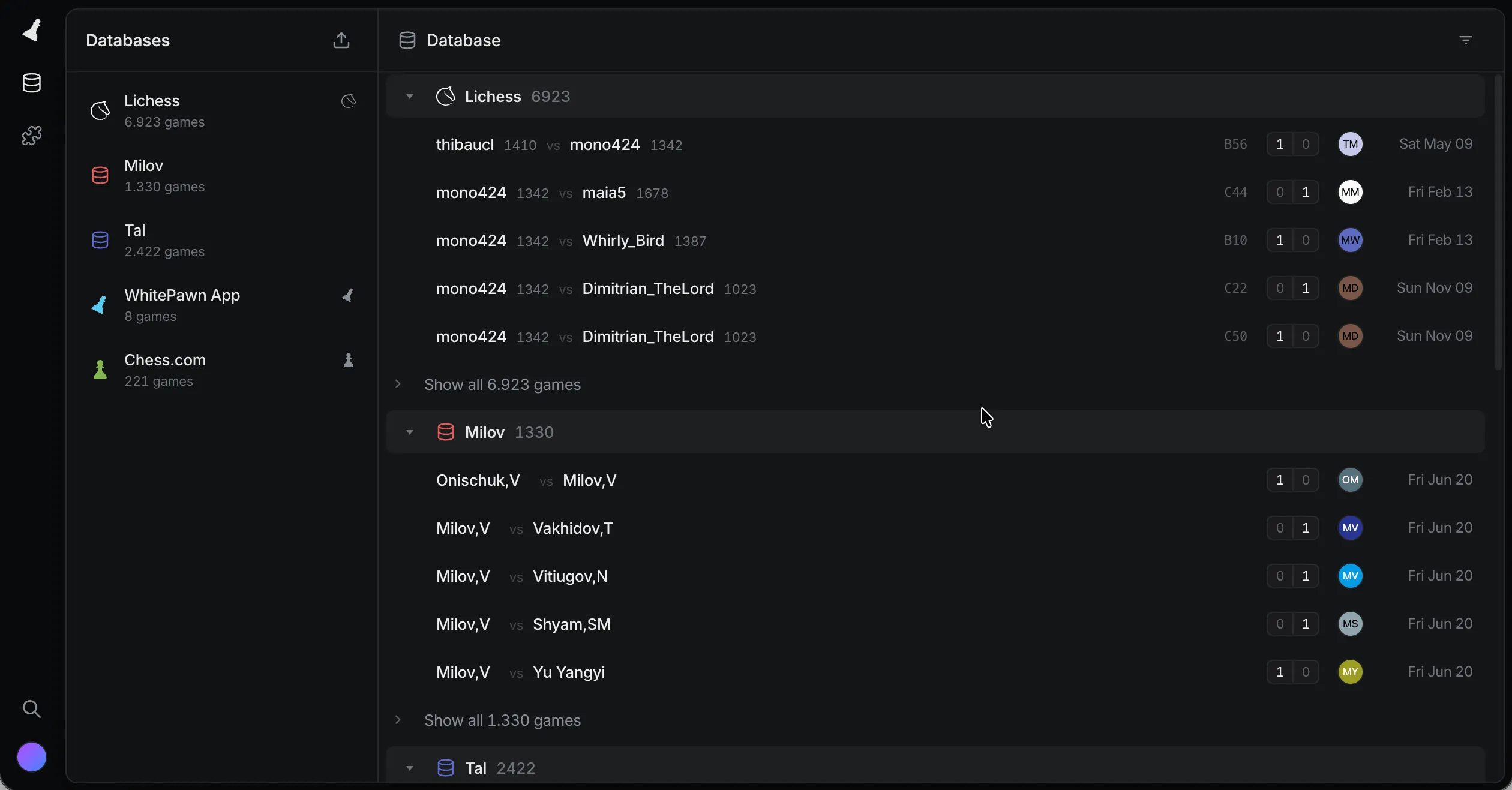 WhitePawn Web game database